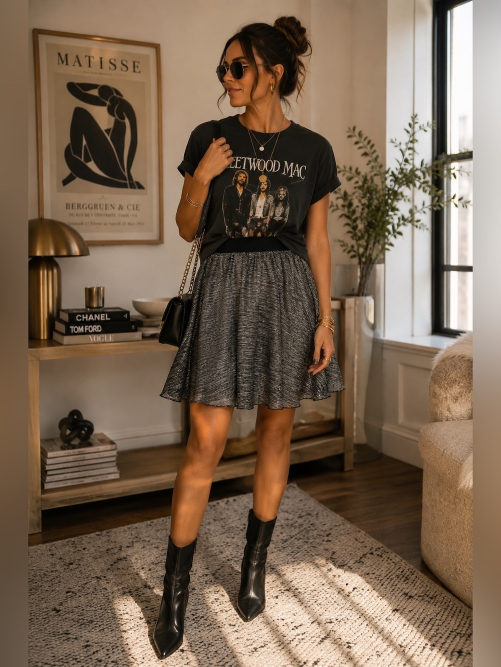 Cato Metallic A-Line Skirt – Size M (Runs Large) (b7)